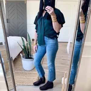 La Canadienne Elizabeth Suede square toe bootie.